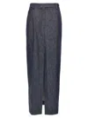 Brunello Cucinelli Skirt With Back Pockets And Front Slit In Blue