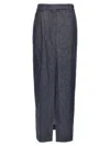 Brunello Cucinelli Skirt With Back Pockets And Front Slit In Blue