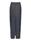 Brunello Cucinelli Skirt With Back Pockets And Front Slit In Blue
