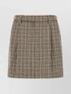 Brunello Cucinelli Checked Virgin Wool Flannel Miniskirt In Brown
