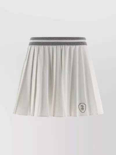BRUNELLO CUCINELLI SKIRT WITH CONTRAST TRIM AND PLEATS