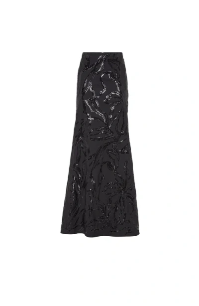 Brunello Cucinelli Skirt With Dazzling Floral Embroidery In Black