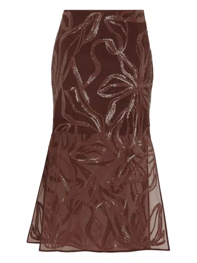 BRUNELLO CUCINELLI SKIRT WITH DAZZLING FLORAL EMBROIDERY