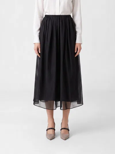 Brunello Cucinelli Organza Skirt In Black