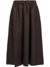 Brunello Cucinelli Flowing Linen Full Skirt With Elastic Waistband In Brown