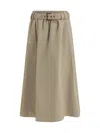 Brunello Cucinelli Belted Midi Skirt In Neutral