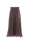 Brunello Cucinelli Pleated Midi Skirt In Brown