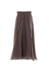 Brunello Cucinelli Pleated Midi Skirt In Brown