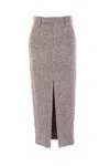 Brunello Cucinelli High-waisted Houndstooth Midi Skirt In Gray