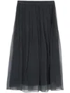Brunello Cucinelli Embellished Pleated Silk Midi Skirt In Black