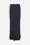Brunello Cucinelli Cady Side Slit Long Skirt In Blue