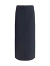 Brunello Cucinelli Virgin Wool Midi Skirt In Blue