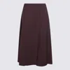 Brunello Cucinelli Women Bordeaux Midi Skirt With High Waist And Flared Hem In Wool Blend Woman In Brown