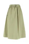 Brunello Cucinelli Waist Belted Pleated Midi Length Skirt In Brown