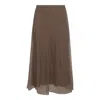 Brunello Cucinelli Women Brown Shiny Waistband Pleated Midi Skirt In Brown