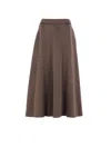 Brunello Cucinelli Elasticated-waistband Flared Skirt In Brown
