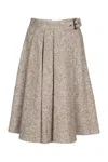 Brunello Cucinelli Virgin Wool And Silk Midi Skirt In Brown