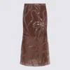 Brunello Cucinelli Bordeaux Silk Skirt In Brown