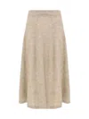 Brunello Cucinelli Fur Embellished Flare Skirt In Brown Caldo+ciottolo