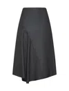 Brunello Cucinelli Wool Midi Skirt In Gray