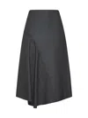 Brunello Cucinelli Wool Midi Skirt In Grey