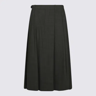 Brunello Cucinelli Pleated Monili-embellished Skirt In Green