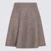 Brunello Cucinelli Carded Wool Herringbone Mini Circle Skirt In Brown
