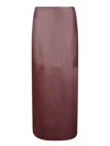 Brunello Cucinelli Column Back-split Leather Midi Skirt In Red