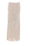 Brunello Cucinelli Crochet Midi Skirt In Stone+stracciatella