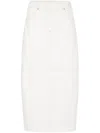 Brunello Cucinelli High-waisted Denim Midi Skirt In White