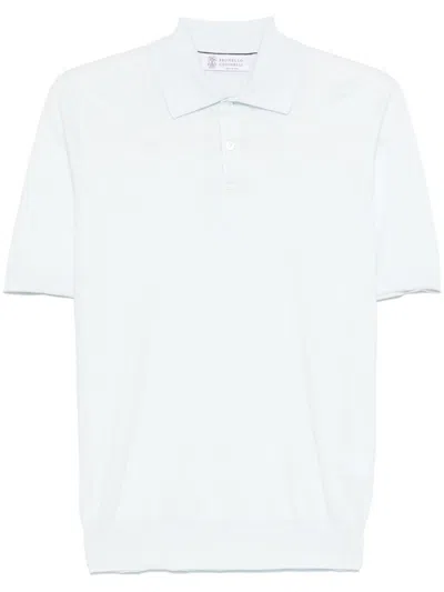 BRUNELLO CUCINELLI SKY BLUE COTTON KNIT POLO