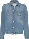 Brunello Cucinelli Blue Denim Cotton Jacket In Sky Blue