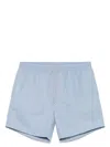 Brunello Cucinelli Branded Drawstring Swimshorts In Sky Blue