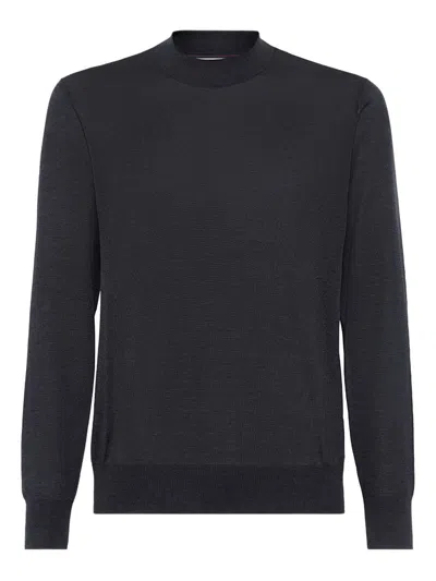 Brunello Cucinelli Slate Silk Blend Sweater In Black