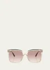Brunello Cucinelli Sunglasses With Transparent Frame And Metal Accents In Peach