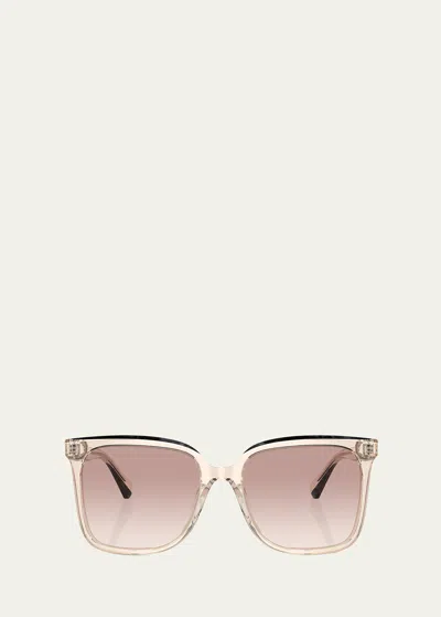 Brunello Cucinelli Sleek Acetate Square Sunglasses In Pink