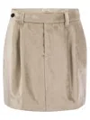 Brunello Cucinelli Sleek Cotton Viscose Velvet Mini Sartorial Skirt In Oro Rosa