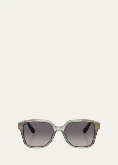 Brunello Cucinelli Sleek Gradient Acetate Square Sunglasses In Gray