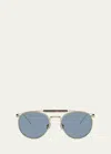 Brunello Cucinelli Sleek Mixed-media Aviator Sunglasses In Gold