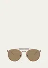 Brunello Cucinelli Sleek Mixed-media Aviator Sunglasses In Gold