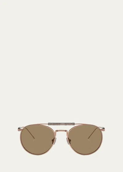 Brunello Cucinelli Sleek Mixed-media Aviator Sunglasses In Gold