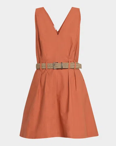 Brunello Cucinelli Sleeveless Belted Cotton Mini Dress