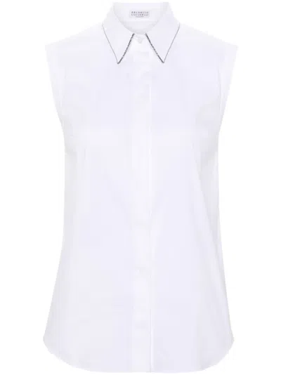 BRUNELLO CUCINELLI SLEEVELESS BUTTON-UP SHIRT