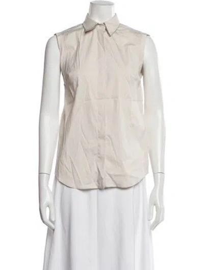 Pre-owned Brunello Cucinelli Sleeveless Button-up Top W/ Tags In White