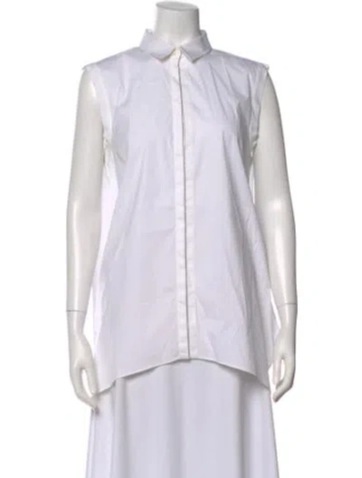 Pre-owned Brunello Cucinelli Sleeveless Button-up Top In White