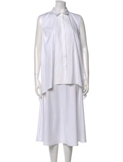 Pre-owned Brunello Cucinelli Sleeveless Button-up Top In White