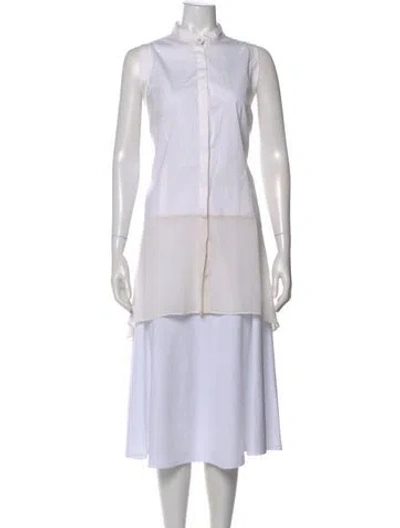 Pre-owned Brunello Cucinelli Sleeveless Button-up Top In White