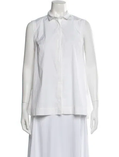 Pre-owned Brunello Cucinelli Sleeveless Button-up Top In White