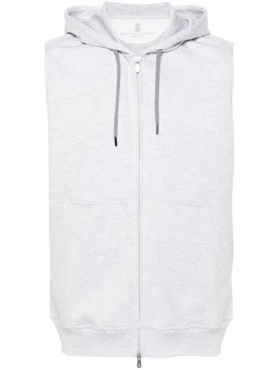 Brunello Cucinelli Zip-up Hoodie In Gray