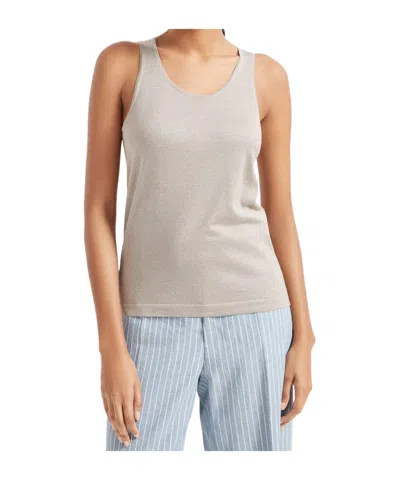 Brunello Cucinelli Sleeveless Cashmere Top In Smoky Brown